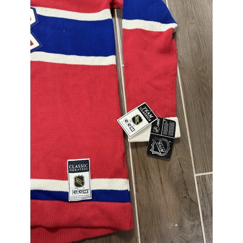 Vintage Montreal Canadiens Knit Acrylic Sweater Jersey Mens XL NHL CCM Classic